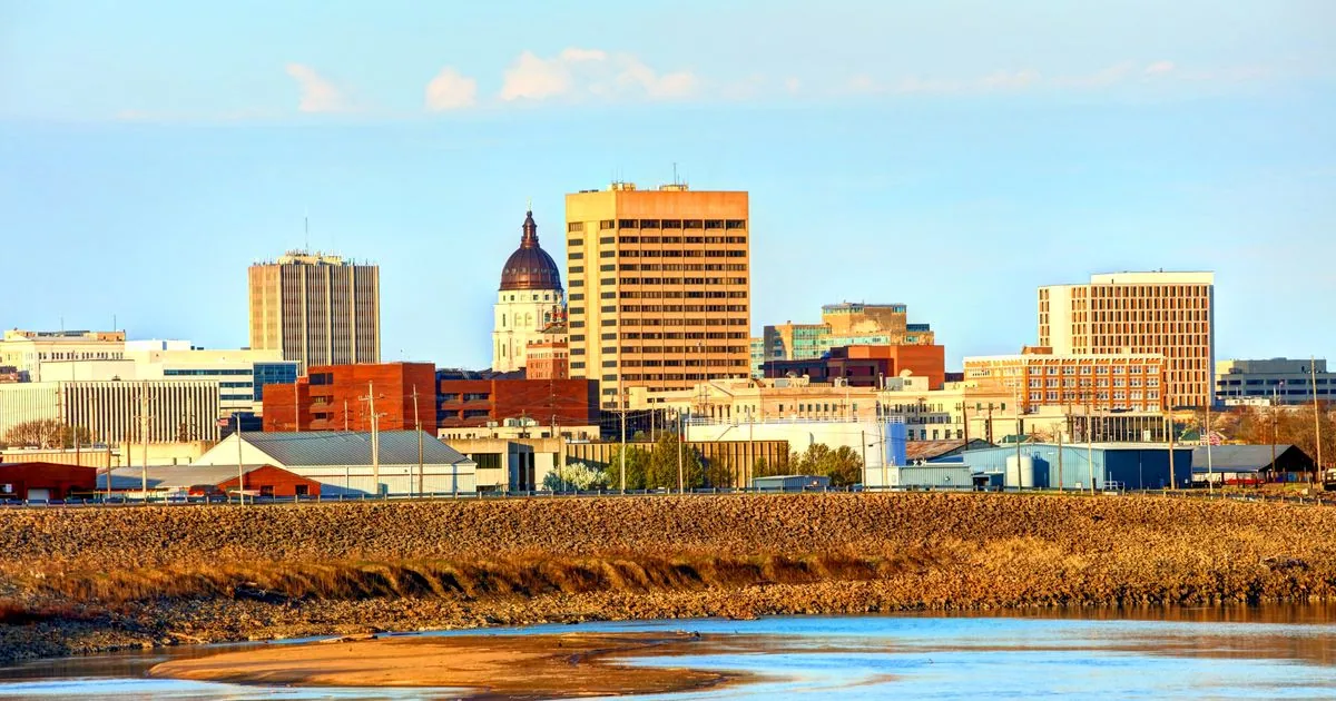 Topeka, KS skyline and the Kansas River